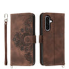 For Samsung Galaxy A26 5G Skin Feel Flowers Embossed Wallet Leather Phone Case(Brown)