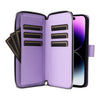 For iPhone 14 Pro Max Nine-card Slots Zipper Wallet Bag Leather Phone Case(Light Purple)