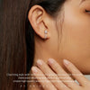 BSE856 Sterling Silver S925 White Gold Plated Simple Zircon Earrings