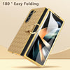 For Samsung Galaxy Z Fold4 VIETAO Woven Leather Metal Ring Phone Case(Orange)