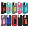 For iPhone 12 Magnetic Holder Phone Case(Rose Red + Blue-green)