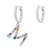 S925 Sterling Silver Colorful Zircon Letters M Asymmetry Women Earrings