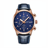 Ochstin 6042B Multifunctional Business Leather Waterproof Luminous Quartz Men Watch(Rose Gold+Blue)