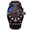 FNGEEN P1010 Men Fashion Large Dial Leather Belt Watch Student Casual Quartz Watch(Dark Brown Leather Coffee Surface)