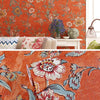 0.53x5m 3D StereoRetro Self-Adhesive Non-Woven Wallpaper Pastoral Flower Bedroom Living Room TV Background Wall Sticker(0403 Big Orange Flower)