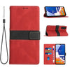 For Samsung Galaxy A55 5G Grid Stitching Leather Phone Case with Lanyard(Red)