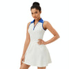 Lapel One-piece Tennis Skirt Quick-drying Breathable Waisted Sports Dress, Size: L(White Blue)