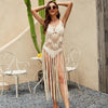 Summer Long Tassels Camisole Cover-up Hand Hook Hollow Sunscreen Shirt, Size: Free Size(Beige)