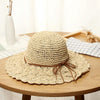 Literary Style Foldable Bow Straw Hat Sunhat(Beige)