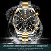 OLEVS 2870 Men Multifunctional Chronograph Three Eyes Waterproof Quartz Watch(Black + Gold)
