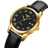 SKMEI 9058 Multifunctional Outdoor Fashion Waterproof Gold Shell Quartz Wrist Watch(Women Style Black Face Black Strap)