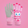 Cartoon Cat Pattern Girls Cute Cotton Gloves Children Ski Windproof and Warm Gloves Non-Slip and Waterproof Riding Gloves, Size: M(Pink)