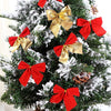 12 PCS Christmas Decoration Ornaments Bowknot Back Golden Twist Tie, Height: 6cm (12pcs in one packaging, the price is for 12pcs)(Red)
