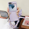For Samsung Galaxy Z Flip6 5G Sparkling Diamond Rhombus PC Phone Case with Silk Scarf Bracelet(Purple)