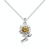 XMA033 925 Silver Necklace Moissanite Sunflower Flower Pendant Jewelry, Color: Champagne Yellow