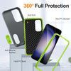 For Samsung Galaxy S24 / S25 5G Rugged PC Hybrid Silicone Phone Case with Holder(Grey+Fresh Green)