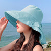 8062 Women Summer Neck Protection Sunscreen Hat Large Brim Fisherman Hat(Blue)