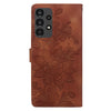 For Samsung Galaxy A13 4G / 5G / A04S Lace Floral Embossed Magnetic Buckle PU Phone Case With Wrist Strap(Brown)