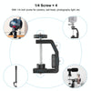 PULUZ Heavy Duty C Clamp Camera Clamp Mount with 1/4 inch Screw for GoPro, Insta360, DJI and Other Action Cameras(Black)