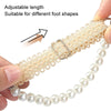 1pair Pearl Lace Shoelace High Heel Anti-Drop Tie Slipper Fixing Strap(Straight Beige+Clip)
