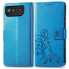 For Asus ROG Phone 6 Four-leaf Clasp Embossed Buckle Leather Phone Case(Blue)