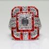 Luxury Square Women Crystal Zircon Engagement Ring, Ring Size:6(Red)