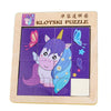 2 PCS Cartoon Animal Double-Sided Klotski Puzzle Children Wooden Toy Early Education Jigsaw Puzzle(Unicorn)