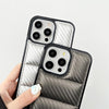 For iPhone 15 Pro Max Carbon Fiber Texture Down Jacket Phone Case(Grey)