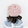 MZ9676 Girls Plaid Beret Spring And Autumn Children Hat, Size: 48-50cm(Red)