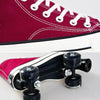 Flash Roller Skates Shoes Adult Children Four-Wheel Canvas Roller Skates Shoes Double Row Roller Skates Shoes, Size: 31(Burgundy  + Special Bag)