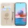 For Xiaomi Redmi Note 10 Rose Embossed Horizontal Flip PU Leather Case with Holder & Card Slots & Wallet(Gold)