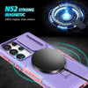 For Samsung Galaxy S24 Ultra 5G Sliding Camshield MagSafe Holder TPU Hybrid PC Phone Case(Pink Purple)