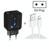 PD03 20W PD3.0 + QC3.0 USB Charger with USB to 8 Pin Data Cable, EU Plug(White)