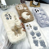 For iPhone 15 Cute Embroidery Plush Silicone Phone Case(Beige Alphabet)