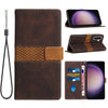 For Samsung Galaxy A56 5G Grid Stitching Leather Phone Case with Lanyard(Brown)