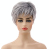 Wig-335 Mixed Silver Gray Ladies Short Straight Hair Wig High Temperature Silk Chemical Fiber Headgear
