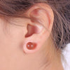 1 Pairs DIY Simple Round Natural Agate Stone Women All-match Stud Earrings(Golden Stone)