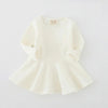 Spring and Autumn Female Babies Cotton Sanded Lotus Leaf Large Swing Skirt Dress(YELLOW)