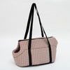 Plaid Pet Carrier Bag, Breathable, L (Light Coffee) - Dog/Cat