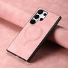 For Samsung Galaxy S25 5G Solid Color Retro Magsafe PU Back Cover Phone Case(Pink)