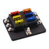 1 in 6 Out 6 Way Circuit Fuse Box Screw Terminal Section Fuse Holder Kits with LED Warning Indicator for Auto Car Truck Boat