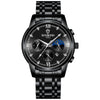 BINBOND B3591 30m Waterproof Luminous Calendar Men Watch, Color: Black Steel-Black