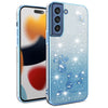 For Samsung Galaxy S21 FE 5G Gradient Glitter Flower All-inclusive Phone Case(Blue)