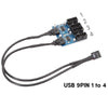 30cm Motherboard 9Pin USB2.0 1 In 4 Extension Cable With Chip Support Multiple Interface For Shared Use