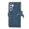 For Samsung Galaxy A36 Ostrich Pattern Genuine Leather RFID Phone Case(Blue)