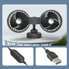 F6026 Large Suction Cup Vehicle-Mounted Double-Head Fan, Model: USB