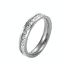 Girls Simple Titanium Steel Diamond Ring, Size: US Size 8(Single Row Silver)