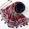 180 X 85cm  Women Cotton And Linen Scarf Retro Splicing Bohemian Printed Silk Shawl SL1903-010