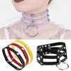 Harajuku Fashion Punk Gothic Rivets Collar Hand 3-rows Caged Leather Collar Necklace(Red+White+Green)