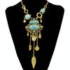 Exaggerated Openwork Pattern With Turquoise Alloy Stones Necklace(Gold)